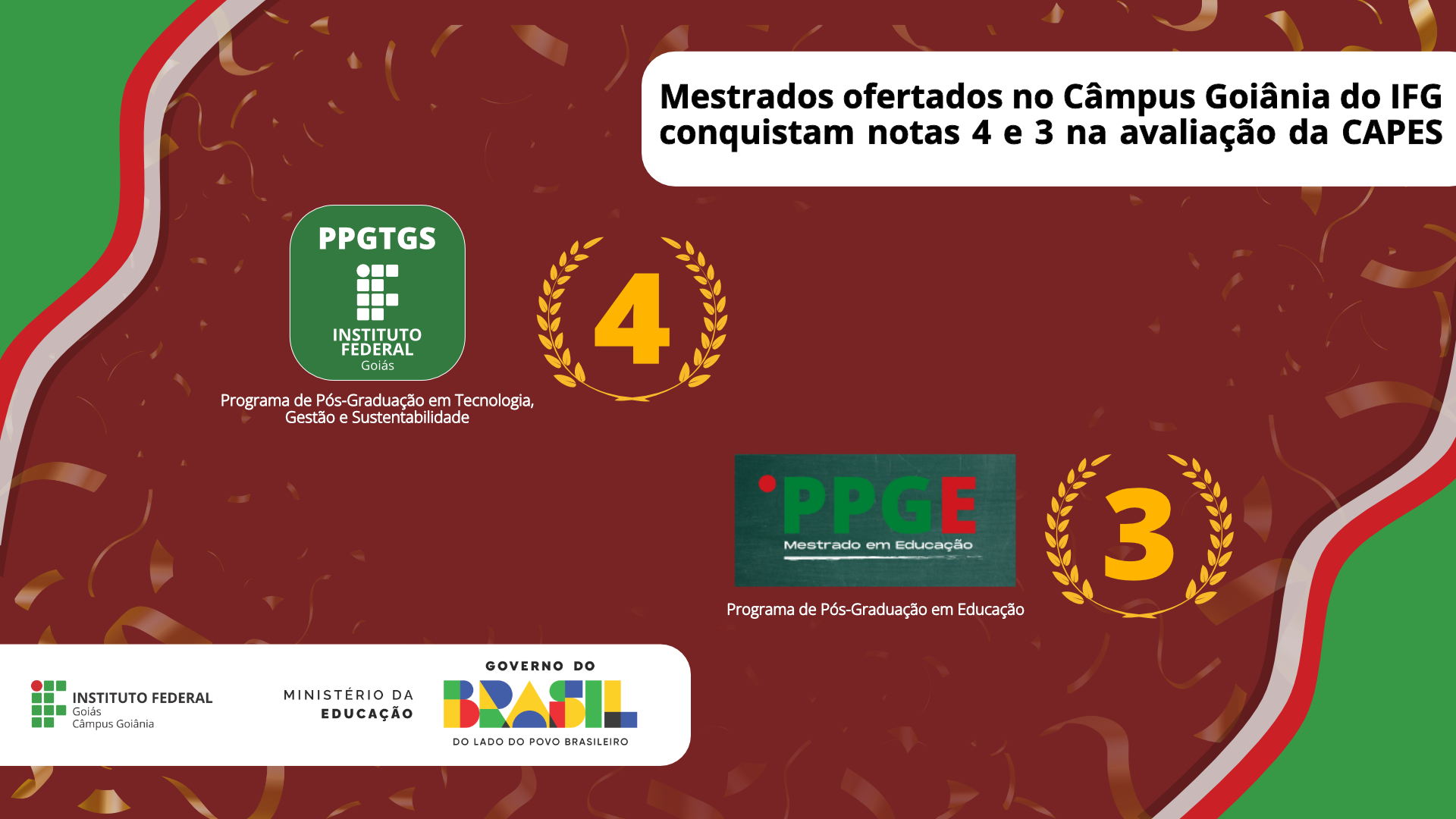 Mestrado Profissional em Tecnologia e Mestrado Acadêmico em Educação do IFG obtêm notas 4 e 3 na Capes.